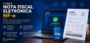 Nota Fiscal Eletrônica NF-e com XML, DANFE e autorização da SEFAZ