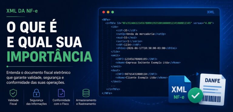 XML da NF-e: documento fiscal eletrônico utilizado para armazenar informações da Nota Fiscal Eletrônica