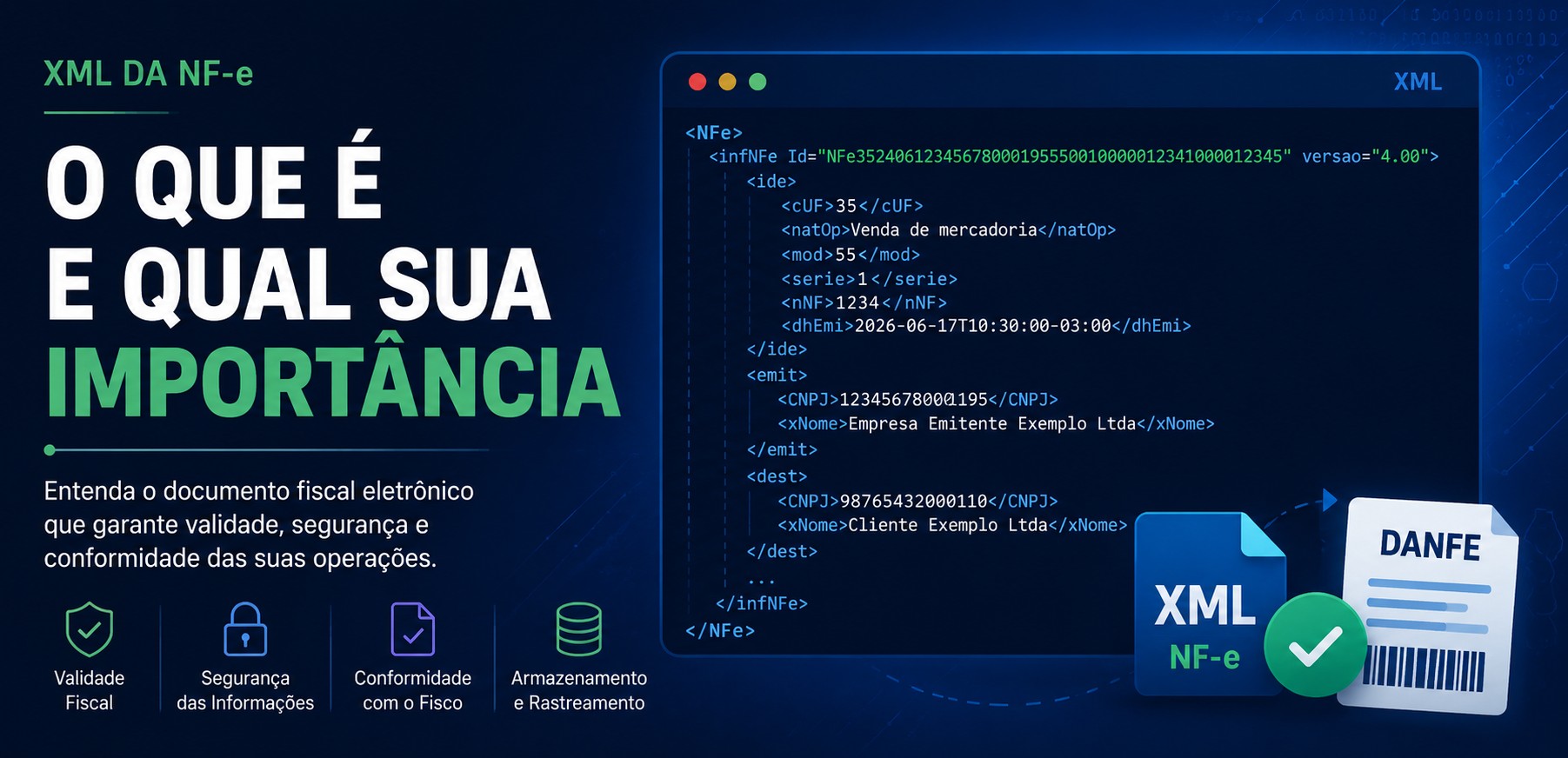 XML da NF-e: documento fiscal eletrônico utilizado para armazenar informações da Nota Fiscal Eletrônica