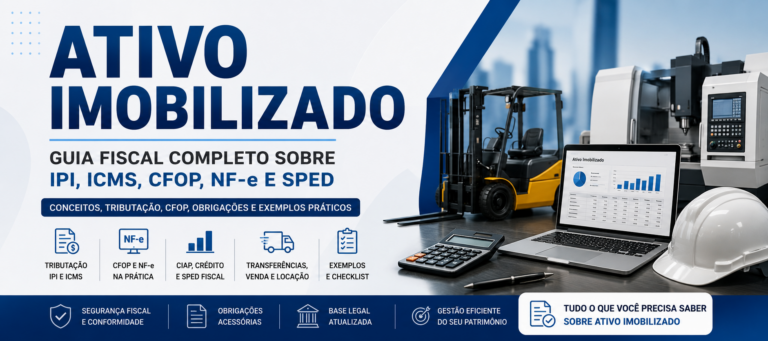 Guia fiscal sobre ativo imobilizado com IPI, ICMS, CFOP, NF-e, CIAP e SPED