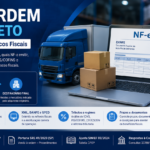 Imagem de capa sobre venda à ordem com NF-e, CFOP, SPED, caminhão de entrega e fluxo entre vendedor remetente, adquirente originário e destinatário final