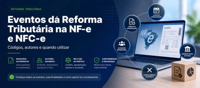 Eventos da Reforma Tributária na NF-e e NFC-e, com códigos, autores e aplicações no IBS e na CBS