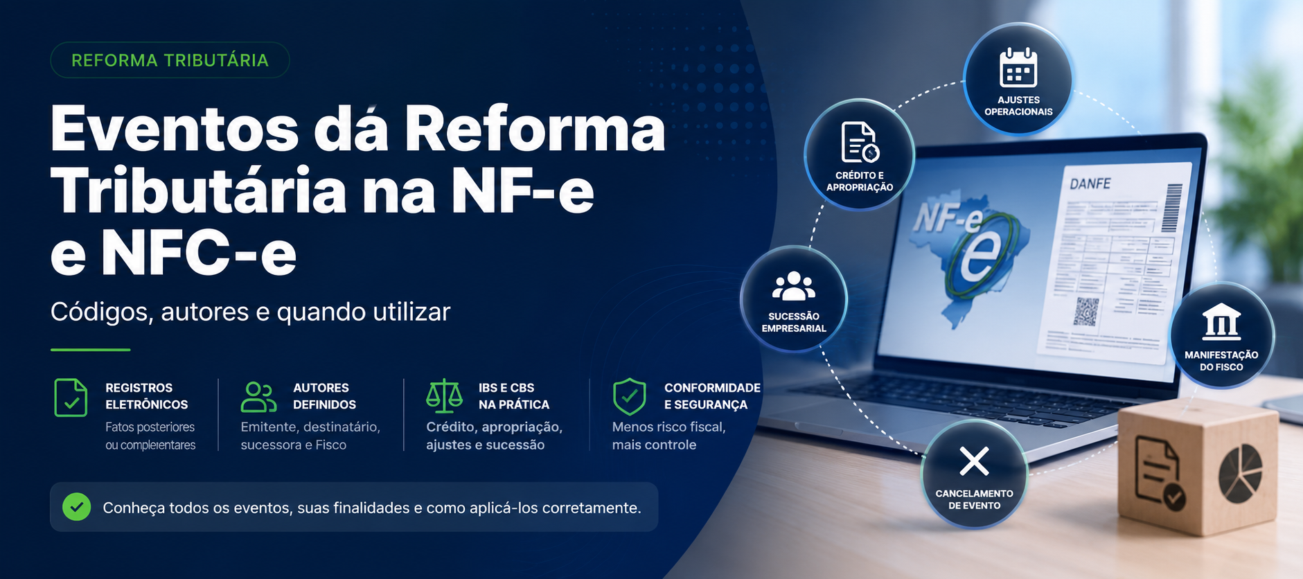 Eventos da Reforma Tributária na NF-e e NFC-e, com códigos, autores e aplicações no IBS e na CBS
